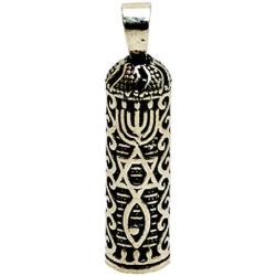Silver 925 Grafted in Messianic Blessed Mezuzah Pendant and Chain Messiah Symbols from Israel