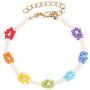 YOOE Woman Colorful Flower Beads Bracelet. Waterproof Boho Braided Daisy Seed Bead Bracelet, Surfer Beach Foot Jewelry for Girls