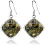 Orchid Jewelry 925 Sterling Silver Dangling Earrings For Women Green Jasper 17.40 Ct Cushion Genuine Gemstone Sensitive Ears Fashion Jewellery Anniversary Engagement Birthday Gifts For Ladies
