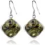 Orchid Jewelry 925 Sterling Silver Dangling Earrings For Women Green Jasper 17.40 Ct Cushion Genuine Gemstone Sensitive Ears Fashion Jewellery Anniversary Engagement Birthday Gifts For Ladies