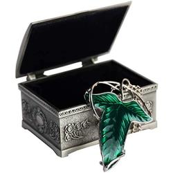 YANJIKEJI Elven Green Leaf Brooch Pin Pendant Necklace Earrings with Jewelry Box