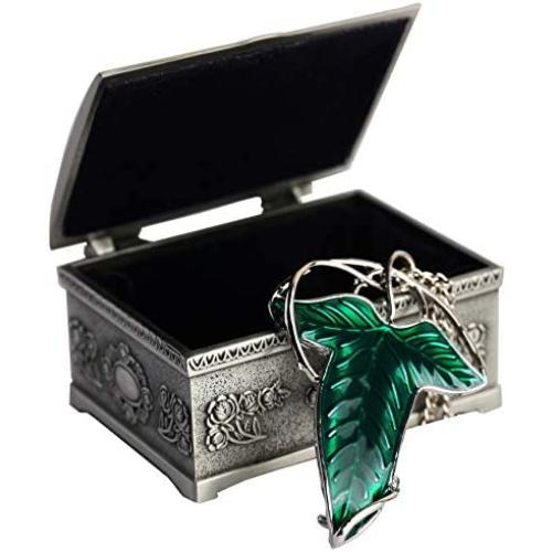 YANJIKEJI Elven Green Leaf Brooch Pin Pendant Necklace Earrings with Jewelry Box
