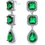 Long Geometric Simulated Emerald Green Teardrop CZ Statement Chandelier Earrings For Women For Pageant Prom Silver Plated Long Geometric Simulated Emerald Green Teardrop CZ Statement Chandelier Earrings For Women For Pageant Prom Silver Plated