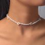 Obmyec Boho Beaded Necklace Daisy Choker Chain Short Sunflower Necklaces Jewelry for Women and Girls (White)