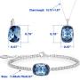 Embellished with crystail from Swarovski Jewelry Set-Blue Square Stone-Pendant Necklace-Earrings-Bracelet for Women and Girls
