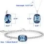 Embellished with crystail from Swarovski Jewelry Set-Blue Square Stone-Pendant Necklace-Earrings-Bracelet for Women and Girls