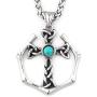 Warvik Irish Cross Celtic Knot Triquetra Pendant Necklace Silver Color Turquoise Stainless Steel Jewelry Mens Womens Wheat Chain 20/28inch