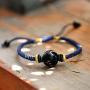 Jewever Obsidian Bracelet Handmade Knot Braided Lucky Rope Charms Gifts for Women and men 14mm Adjustable Band Unisex