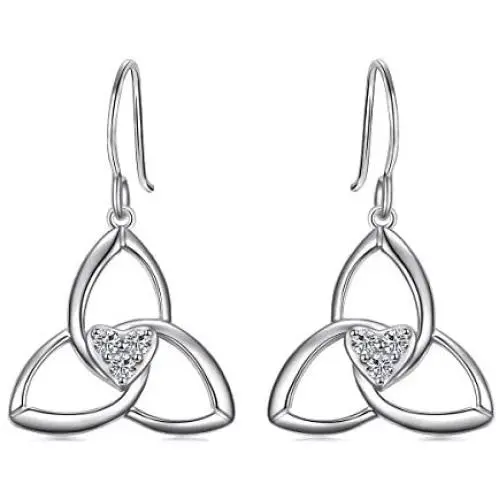 S925 Sterling Silver Celtic Knot Earrings for Women Irish Good Luck Drop Dangle Hook Earrings S925 Sterling Silver Celtic Knot Earrings for Women Irish Good Luck Drop Dangle Hook Earrings