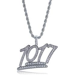 LC8 Jewelry Hip Hop 1017 Pendant Iced Out Rhinestone Diamond Bling Shiny Creative Pendant with 24” Rope Chain for Men Women