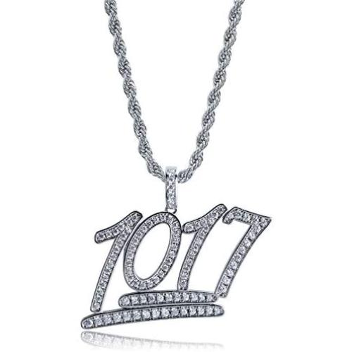 LC8 Jewelry Hip Hop 1017 Pendant Iced Out Rhinestone Diamond Bling Shiny Creative Pendant with 24” Rope Chain for Men Women
