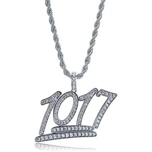 LC8 Jewelry Hip Hop 1017 Pendant Iced Out Rhinestone Diamond Bling Shiny Creative Pendant with 24” Rope Chain for Men Women