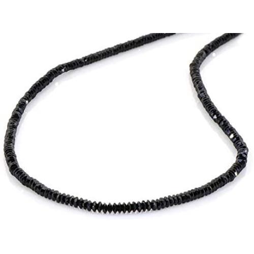 NirvanaIN Black Spinel Disc cut Shape Diamond Gemstone Necklace Jewelry Birthday Gift for her Christmas Gift