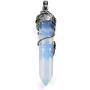 MANIFO Valentines Day Gifts Flower Wrapped Crystal Point Necklace Natural Healing Gemstone Pendant Necklace for Women