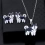 UJIMS Husky Jewelry Funny Husky Pendant Necklace Earrings Set Husky Mom Jewelry for Pet Owners Dog Gift for Husky Lover