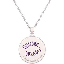 Disney Minnie Mouse Silver Plated Unicorn Dreams Pendant Necklace, 16 + 2'' Extender, Multi, Medium (CF00991SL-BNJ)