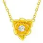 Solid 18k Gold Flower Pendant Necklace for Women, Real Gold Fine Jewelry Gifts for Wife/Girlfriend/Mother, Birthday Present for Her, 16+1 Inch Chain
