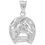 Textured 925 Sterling Silver Good Luck Horseshoe Charm Horse Head Pendant Necklace