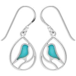 Boma Jewelry Sterling Silver Bird Teardrop Inlay Earrings