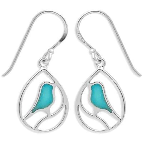 Boma Jewelry Sterling Silver Bird Teardrop Inlay Earrings