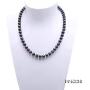 JYX Pearl Necklace Set 8-9mm Dark-Blue Freshwater Pearl Necklace Bracelet and Earrings Jewelry Set