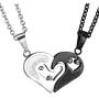 Couple Heart/Cat Necklaces, 2pcs Necklaces/Set, Black/18K Real Gold Plated 316L Stainless Steel, Mens Womens Jewelry (with Gift Box)