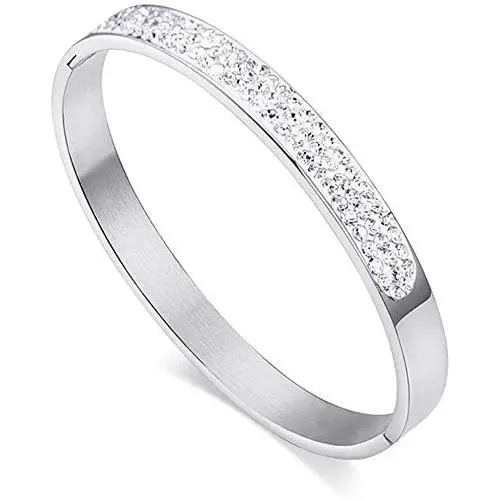 VNOX Stainless Steel Cubic Zirconia Rhinestones Paved Eternity Cuff Bangle Bracelet for Women Girl VNOX Stainless Steel Cubic Zirconia Rhinestones Paved Eternity Cuff Bangle Bracelet for Women Girl