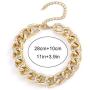 Masiter Hip Hop Rhinestone Necklace Chunky Cuban Oval Link Chain Choker Party Nightclub Costume Jewelry for Women and Girls