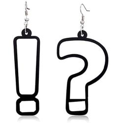 GUOXIAOMEI Question Mark and Exclamation Mark Acrylic Big Long dangle Earrings Jewelry for Women Girls Accessories