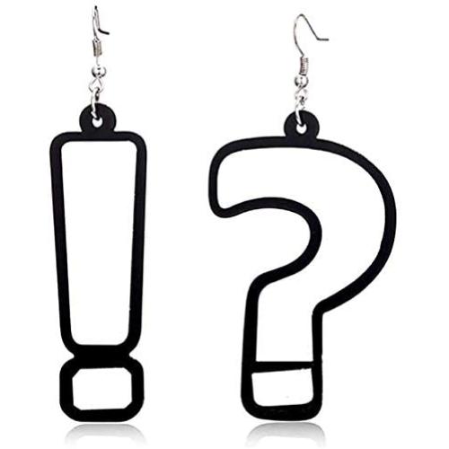 GUOXIAOMEI Question Mark and Exclamation Mark Acrylic Big Long dangle Earrings Jewelry for Women Girls Accessories