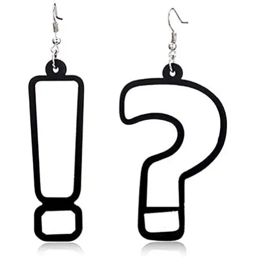 GUOXIAOMEI Question Mark and Exclamation Mark Acrylic Big Long dangle Earrings Jewelry for Women Girls Accessories