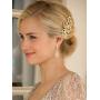 Mariell Gold Dangle Earrings for Brides, Wedding or Prom - Vintage Pear-Shape CZ Statement Chandeliers