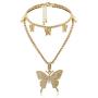 Statement Big Butterfly Pendant Necklace - Rhinestone Tennis Chain Butterfly Choker Set for Women Girls, Bling Bling Gold Silver Chain Iced Out Necklace Jewelry Gifts