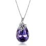 YALONG Birthstone Necklace for Women Austrian Crystal Teardrop Pendant Olive Leaf Dove 14K White Gold Plated Dainty Silver Chain Choker Jewelry Gift Girl