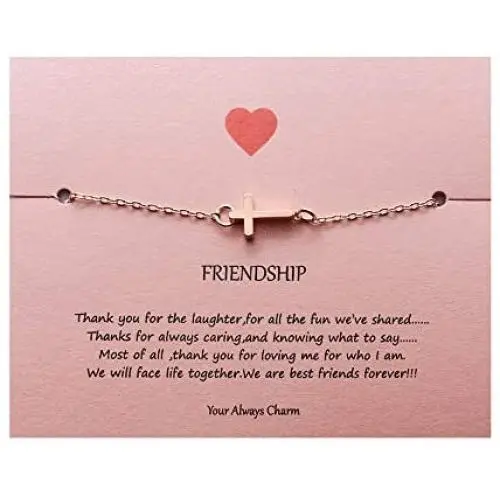 Your Always Charm Faith Cross Bracelet,Religious Meaningful Gifts for Best Friend