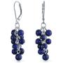 Gemstone Blue Lapis Lazuli Grape Cluster Beaded Dangle Leverback Earrings For Women 925 Sterling Silver