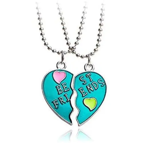 MJartoria BFF Necklaces for 2-Split Heart Green Cute Pendant Best Friends Forever Friendship Best Friends Necklaces for Girls, Sisters MJartoria BFF Necklaces for 2-Split Heart Green Cute Pendant Best Friends Forever Friendship Best Friends Necklaces for Girls, Sisters