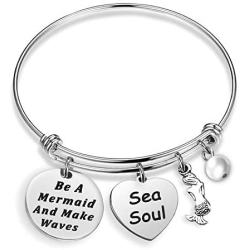 Inspirational Mermaid Bracelet Be a Mermaid and Make Waves Sea Soul Bracelet Mermaid Beach Lover Gift Ocean Sea Jewelry(be a mermaid and make waves BR)