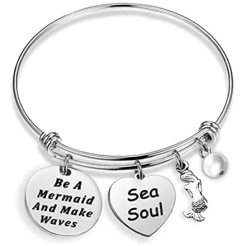 Inspirational Mermaid Bracelet Be a Mermaid and Make Waves Sea Soul Bracelet Mermaid Beach Lover Gift Ocean Sea Jewelry(be a mermaid and make waves BR) Inspirational Mermaid Bracelet Be a Mermaid and Make Waves Sea Soul Bracelet Mermaid Beach Lover Gift Ocean Sea Jewelry(be a mermaid and make waves BR)