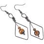 Nupuyai Crystal Stone Beads Dangle Earrings for Women, Handmade Wire Wrapped Rhombus Geometric Healing Jewelry for Reiki