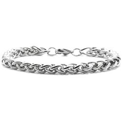 Xusamss Fashion Titanium Steel Wheat Link Bracelet,9.0'' Wrist