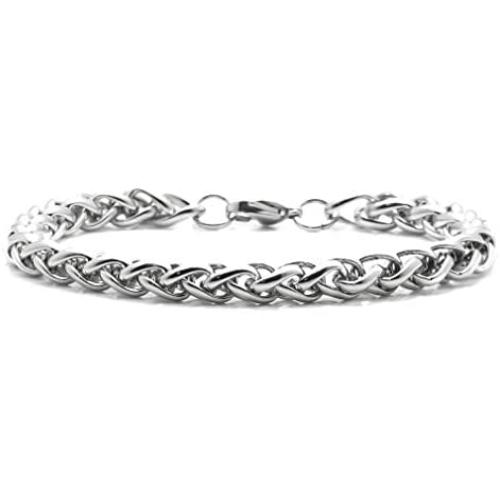 Xusamss Fashion Titanium Steel Wheat Link Bracelet,9.0'' Wrist