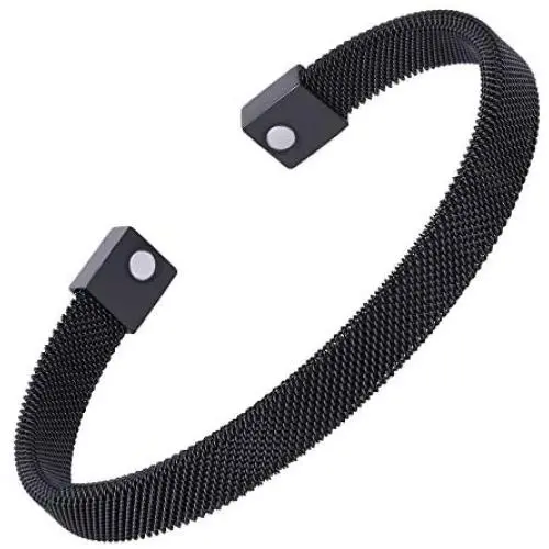 Magnetic Bracelet for Women Men,Beauty Therapy Stainless Steel Magnetic Bracelets Pain Relief Bracelets Magnetic Women Men (Black, 6.5 inches)
