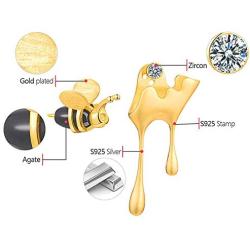 Ear Stud Dangle Sterling Silver Bee And Dripping Honey Asymmetric Gold Earrings For Women Girls