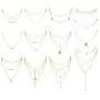 YADOCA 13 Pcs Layered Necklace Multilayer Choker Necklace for Women Charm Tiered Long Choker Chain Y Pendant Necklace Silver Tone Gold Tone