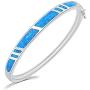 CiNily 14K White Gold Plated Opal Bangle Bracelet for Women Teen Girls,Hypoallergenic Jewelry Gift Gemstone Bangle Bracelet 8.26 inch