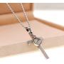 Uloveido Mens Stainless Steel Lords Prayer Bible Verse Engraved Cross Pendant Necklace with Round Mustard Seed
