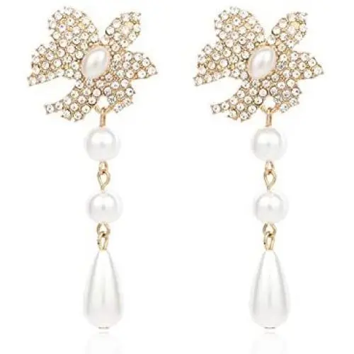 Seakuur Elegant Sweet Flower Simulated Pearl Dangle Earrings for Women Lady Gift Jewelry Accessories Seakuur Elegant Sweet Flower Simulated Pearl Dangle Earrings for Women Lady Gift Jewelry Accessories