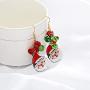 Santa Claus Red Green Christmas Jingle Bell Tinkle Cute Ornament Dangle Drop Earrings for Women Teen Girls Fish Hook Dangling Hanging Hypoallergenic Holiday Festival Party Jewelry Gift for Bff Sister
