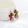 Santa Claus Red Green Christmas Jingle Bell Tinkle Cute Ornament Dangle Drop Earrings for Women Teen Girls Fish Hook Dangling Hanging Hypoallergenic Holiday Festival Party Jewelry Gift for Bff Sister